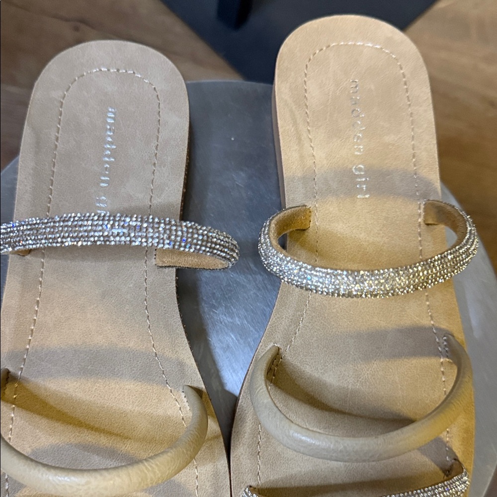 Madden Girl Tan Sandals with Rhinestone Straps - Picture 3 of 13